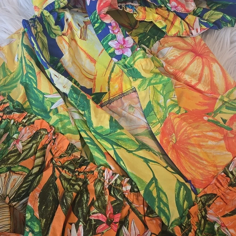 Farm Rio Tiered Mini Dress Sz M - Picture 11 of 14
